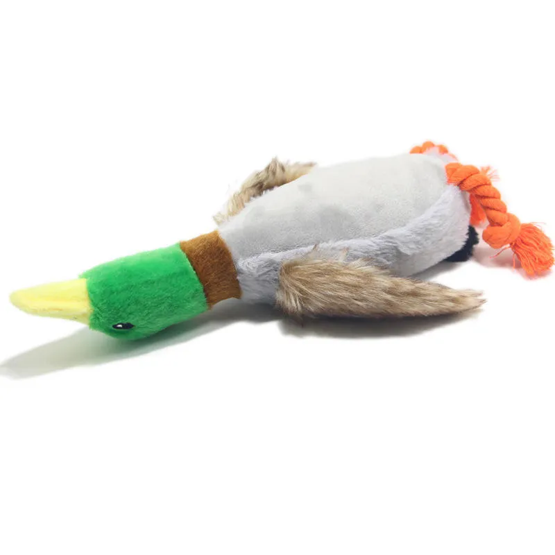 Eco-Friendly Plush Quacking Duck Dog Toy for Interactive Play-Lie down