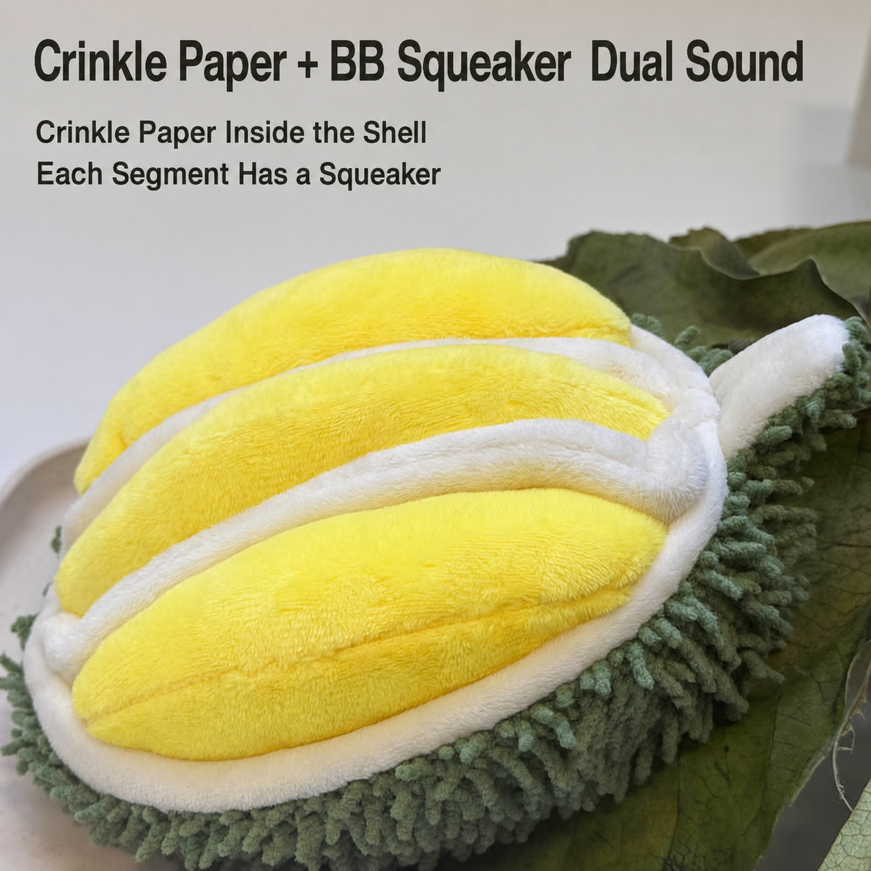 Durian Shaped Plush Pet Squeaky Nose Work Hide Treat Toy-4